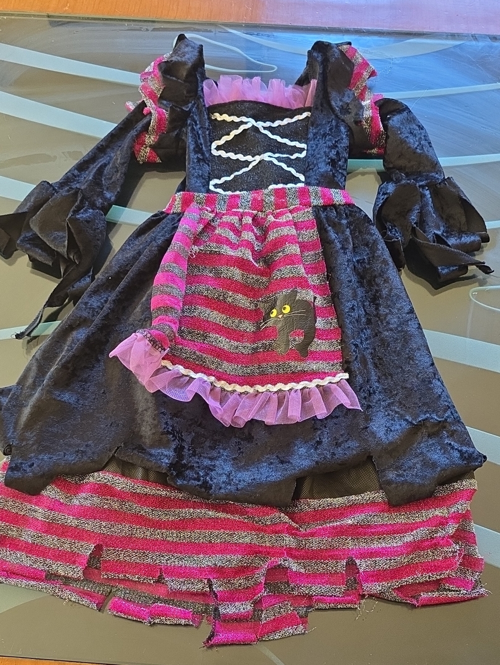 Girls Black and Pink Striped Witch Costume